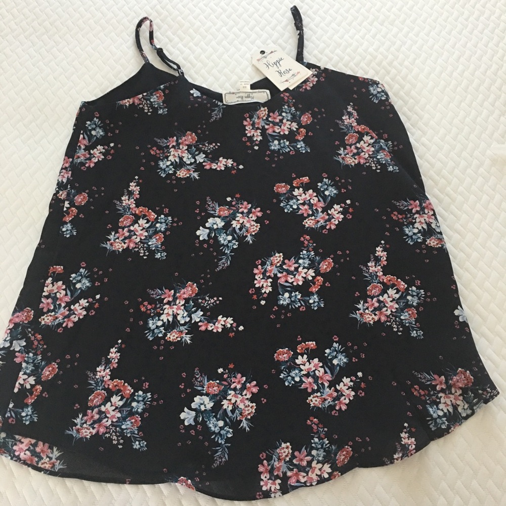 Hippie Rose Floral Blouse Black XS - Picture 2 of 8